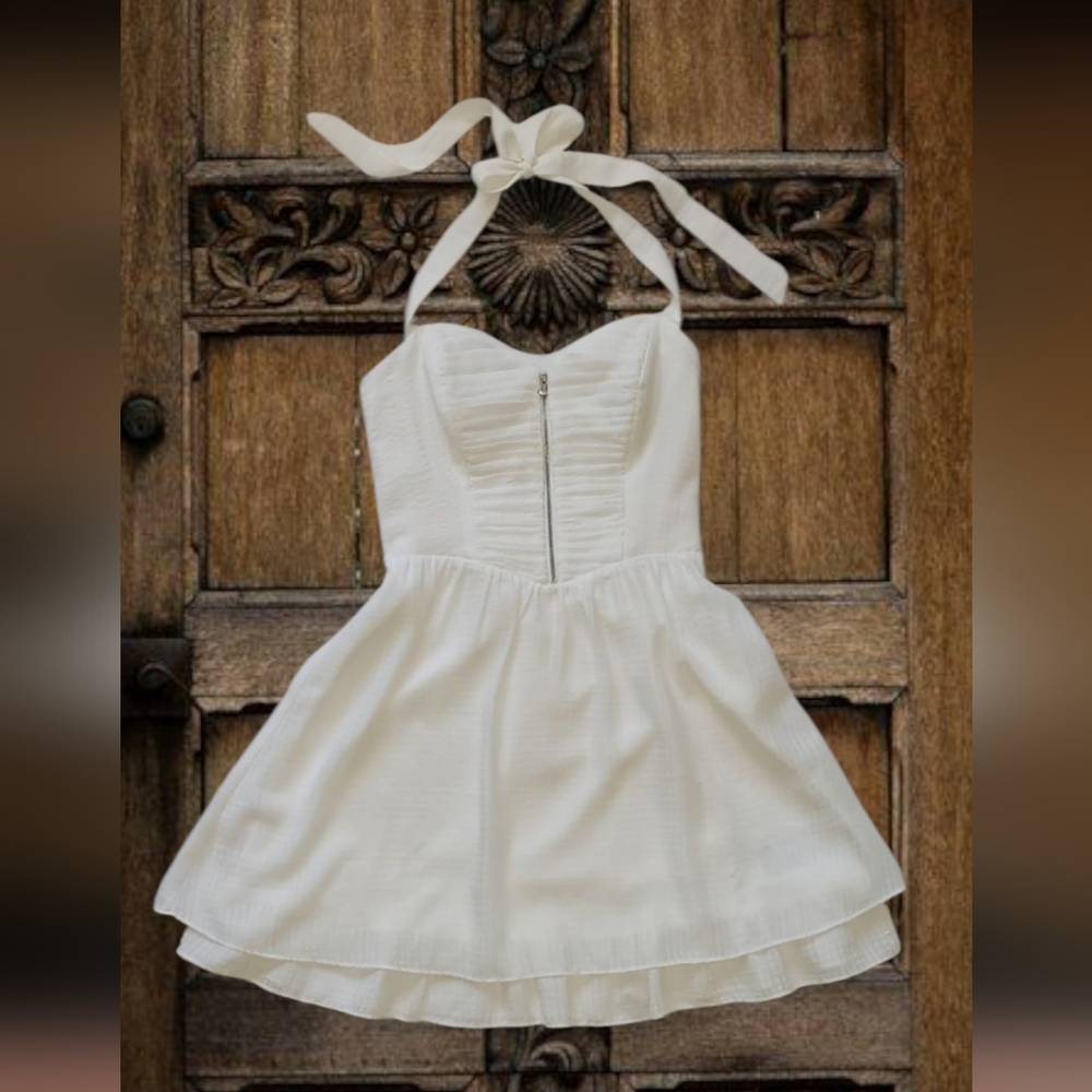 Off White Halter Mini Sundress